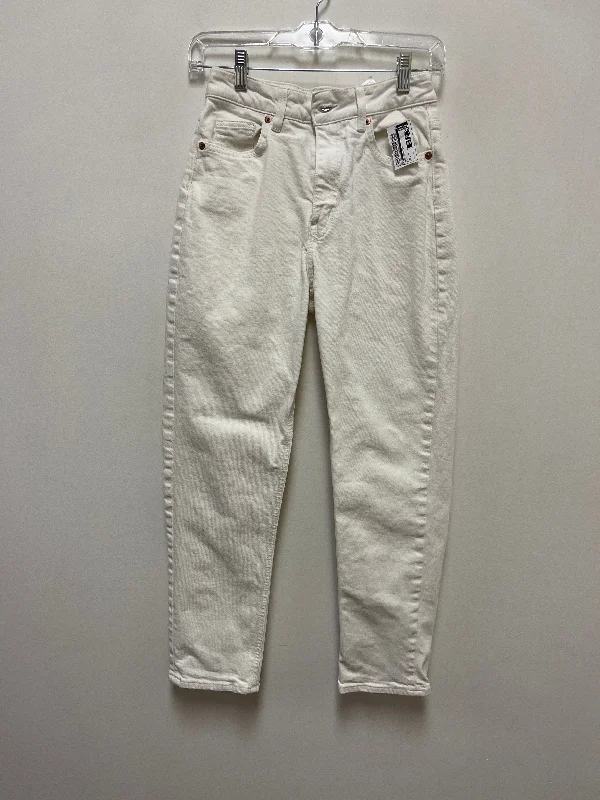 Jeans Straight By H&m In White, Size: 4