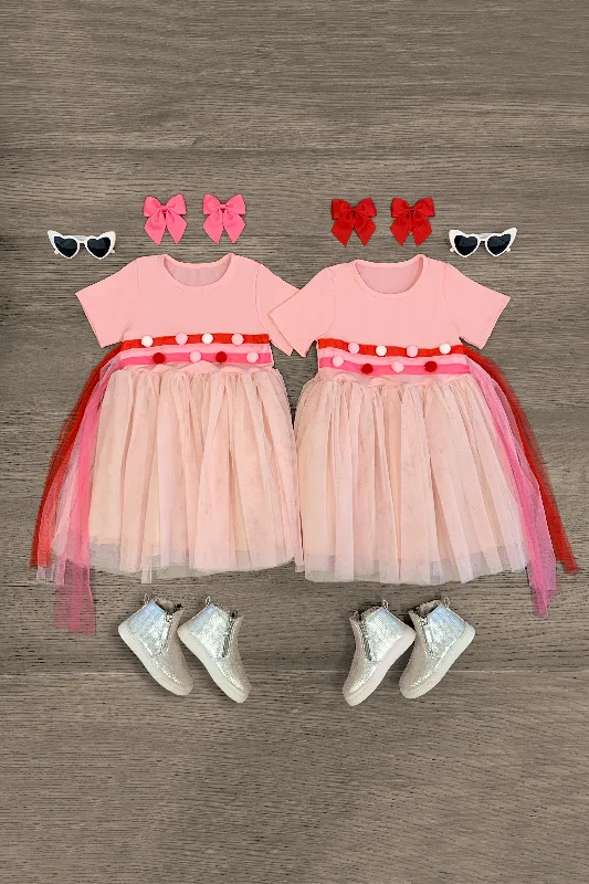 BFF Pink Pom Pom Rainbow Tutu Dress