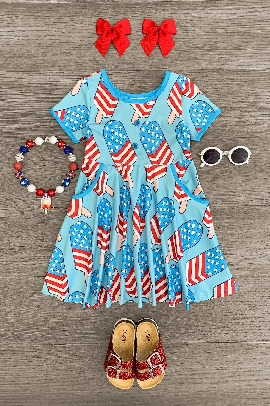 Blue American Flag Popsicle Dress