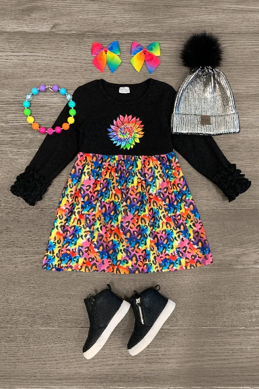 Cheetah Rainbow Sunflower Dress