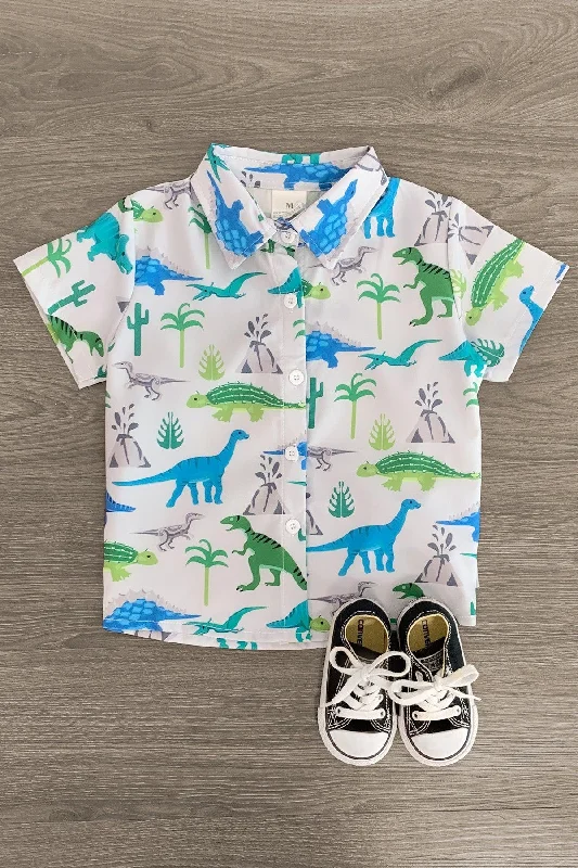 Tropical Dinosaur Button Down