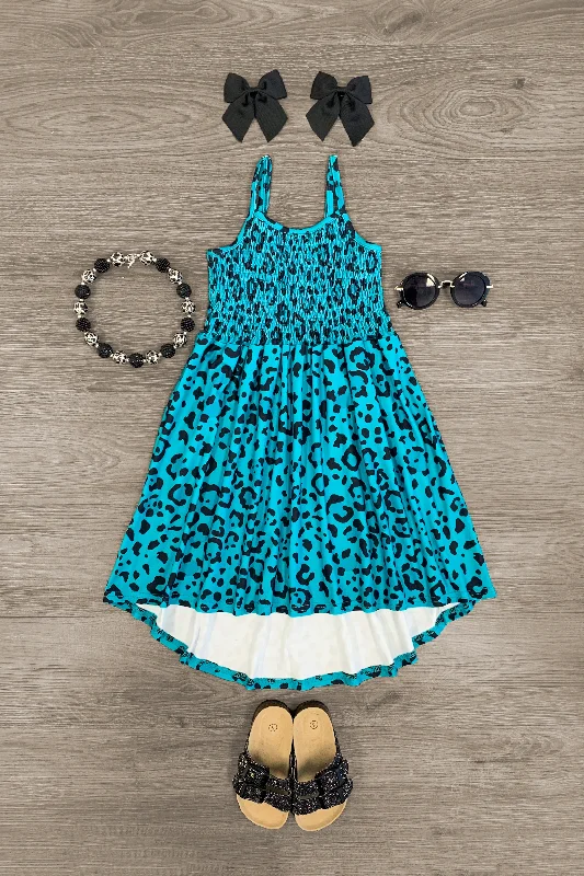 Jade Leopard Hi-Low Dress