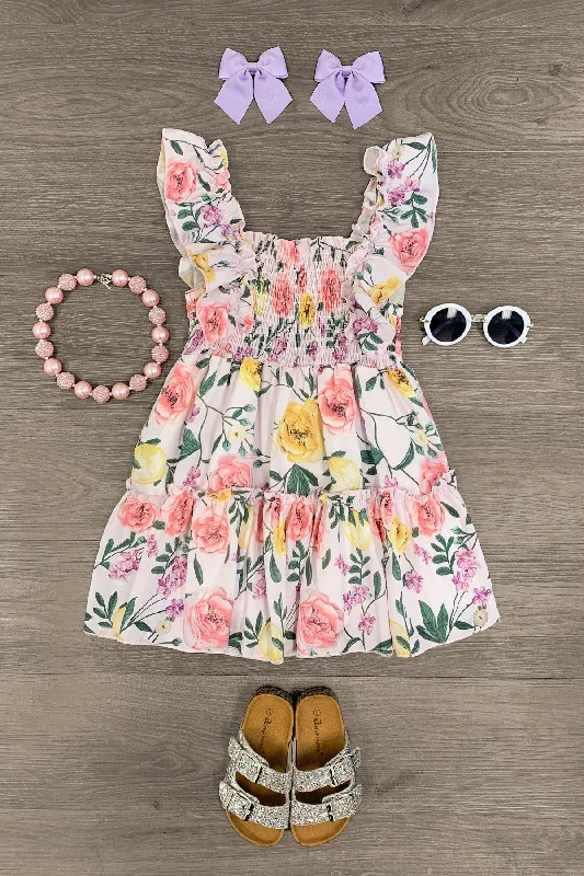 Pastel Floral Chiffon Dress