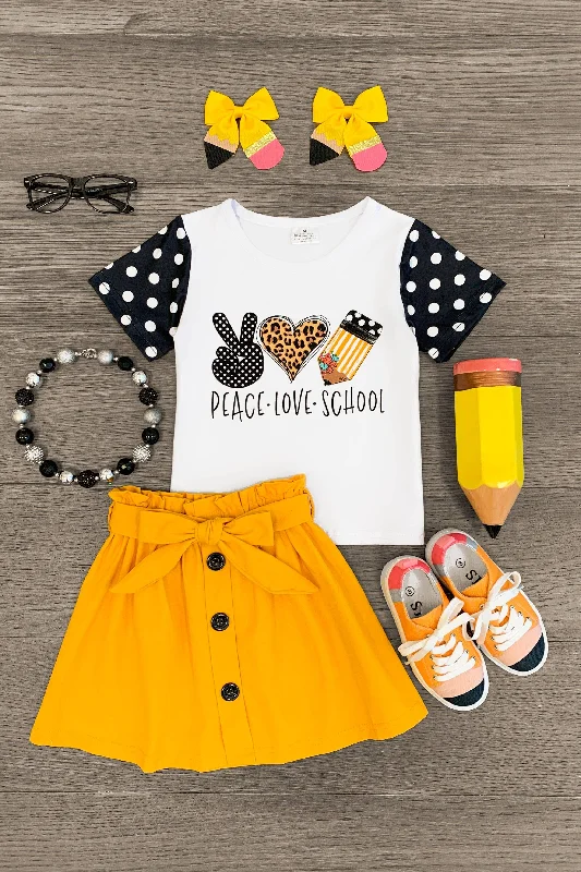 "Peace Love School" Skirt Set