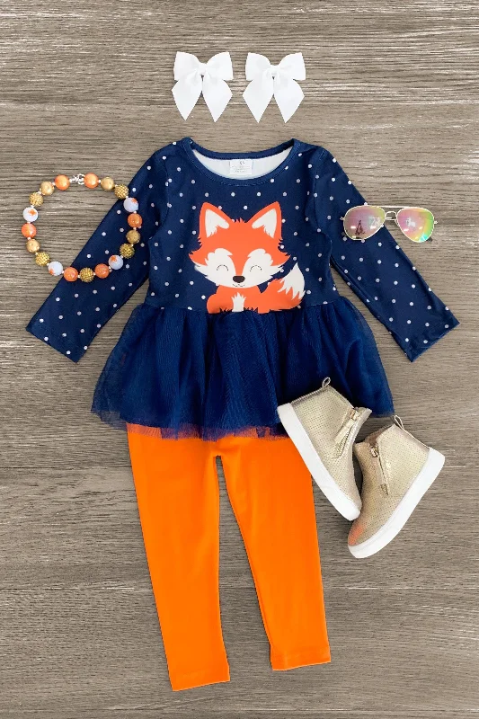 Polka Dot Fox Tutu Legging Set