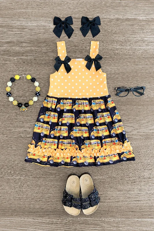 Polka Dot School Bus Sleeveless Dress