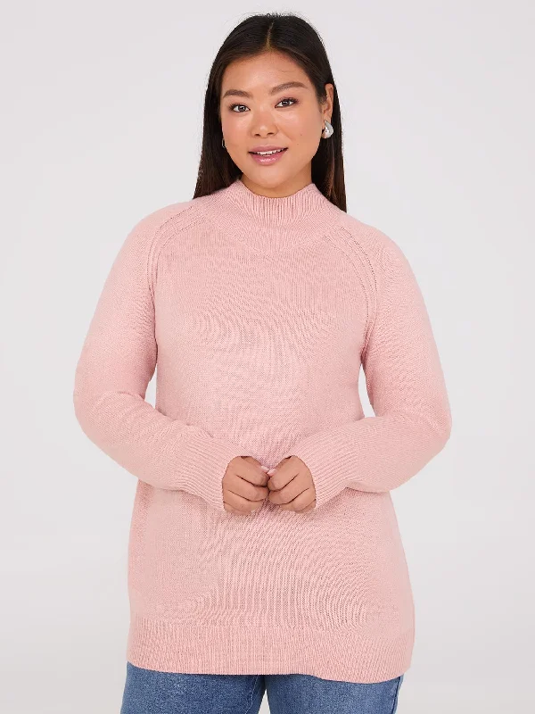 Mock Neck Raglan Sleeve Sweater