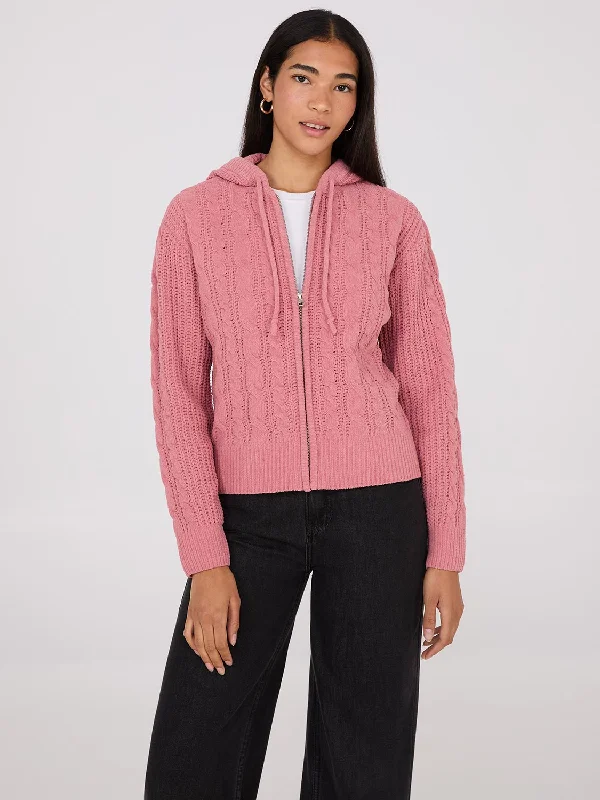 Cable Knit Zip-Up Hoodie