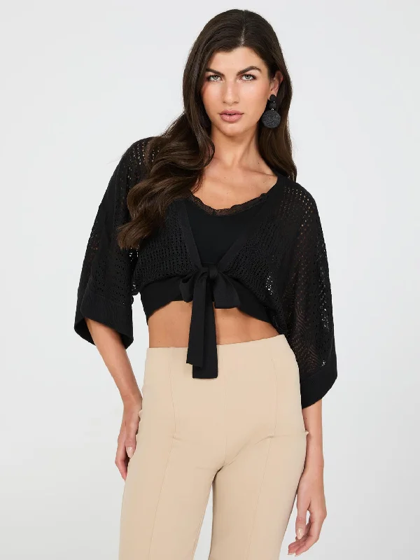 Pointelle Shrug With Front Tie