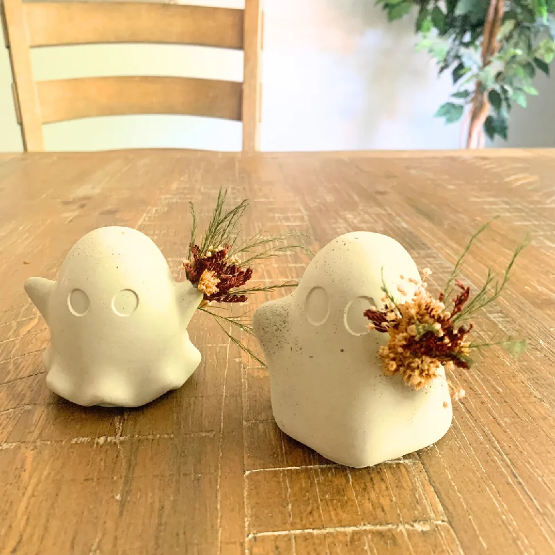 Concrete Ghost with Dried Floral Bouquet