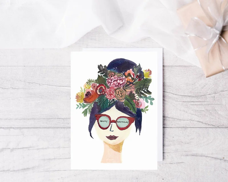 Cool Sunglasses Lady Happy Birthday Greeting Card