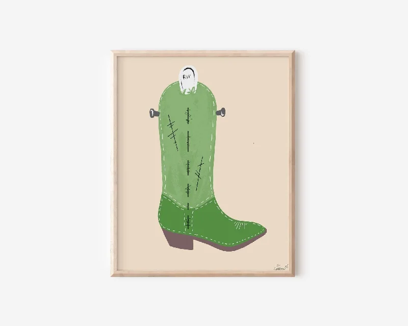 Frankenstein Halloween Boot Art Print