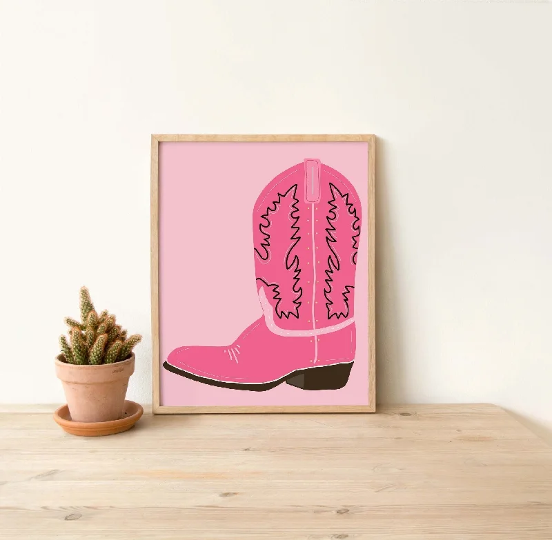 Hot Pink Cowgirl Boot Art Print