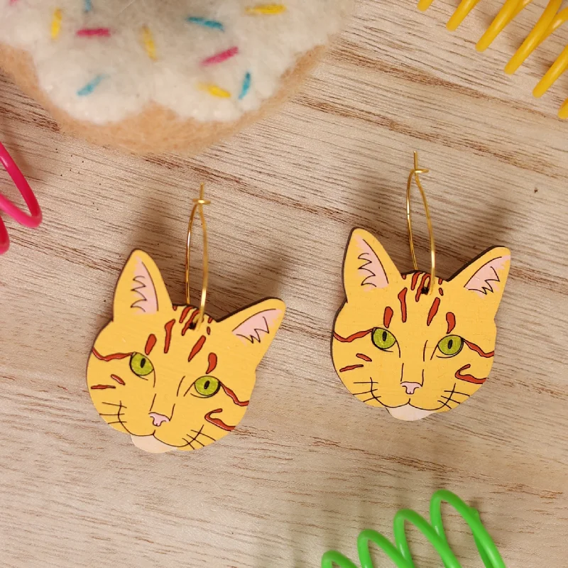 Orange Tabby Hoop Earrings