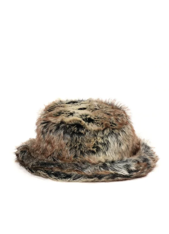 ANIMAL PATTERN ECO FUR BUCKET HAT