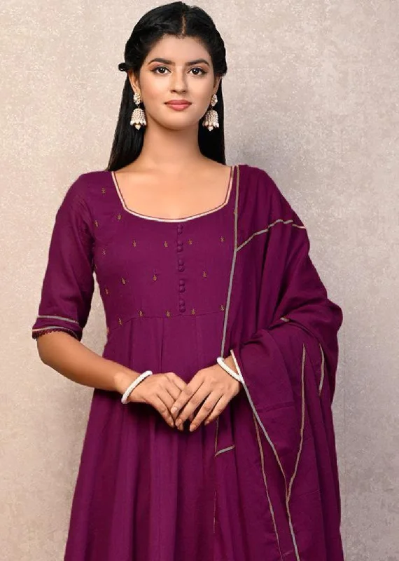 Violet Kali Anarkali Suit Set