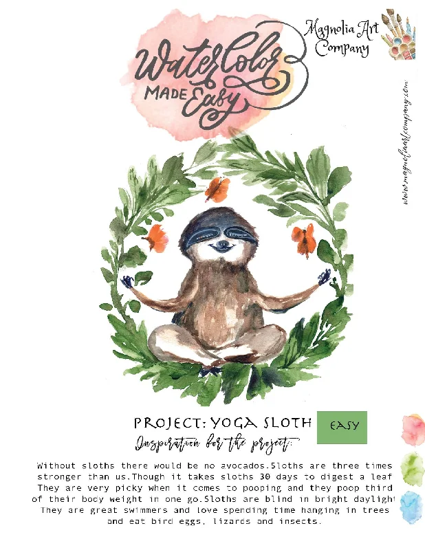 Yoga Sloth Watercolor Kit- Watercolor Made Easy