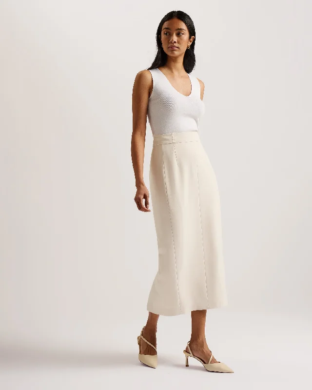 Amberos Tailored Longline Pencil Skirt Ivory