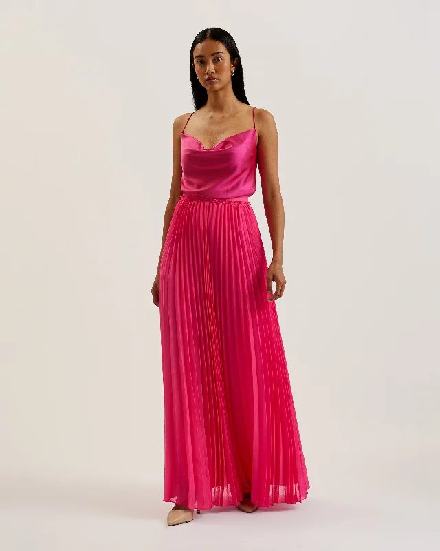 Clodi Pleated Maxi Skirt Pink