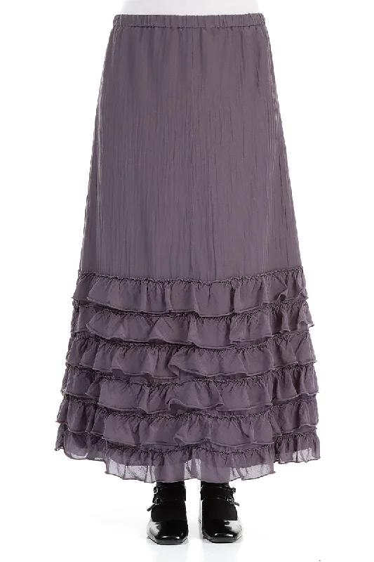 Ruffled Vintage Violet Silk Cotton Skirt