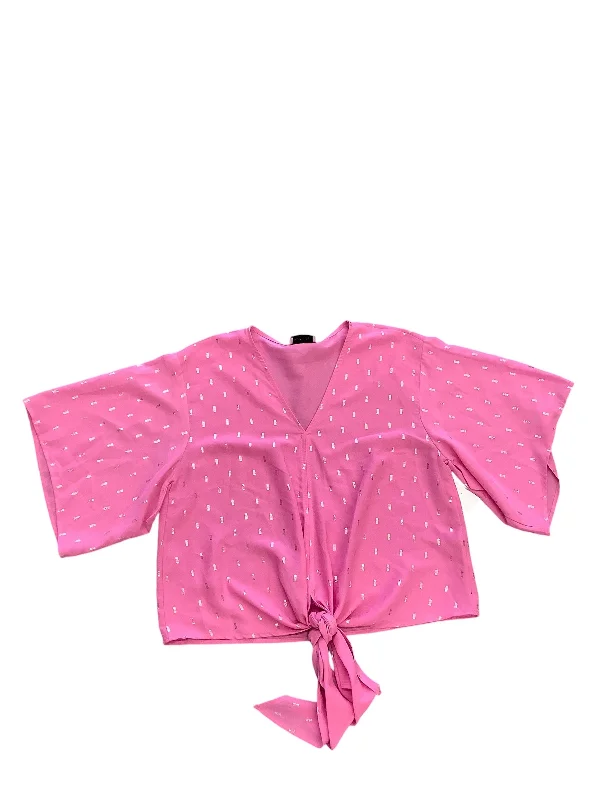 Blouse 3/4 Sleeve By Adrienne Vittadini In Pink, Size: S