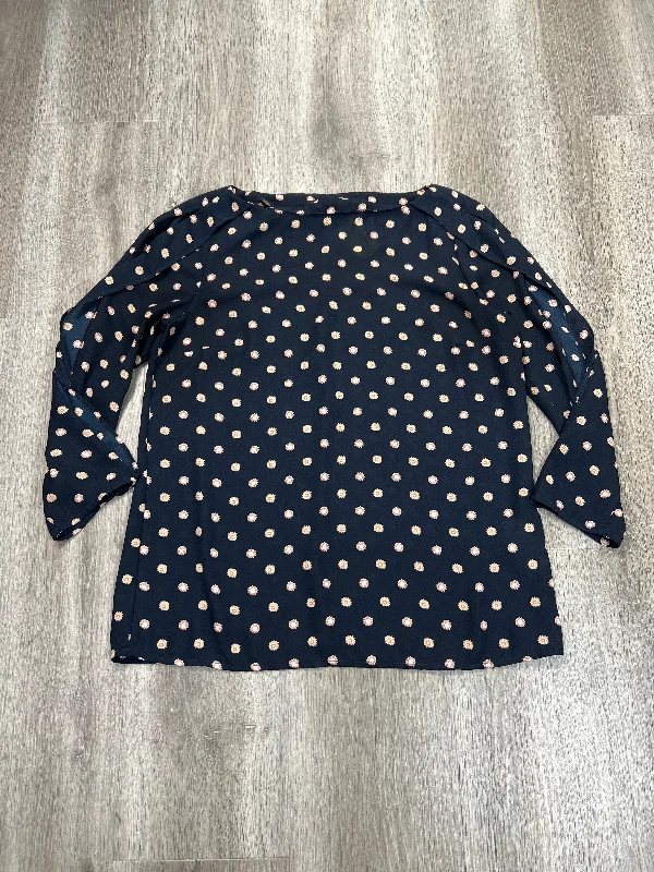 Blouse Long Sleeve By Banana Republic In Navy, Size: Xs