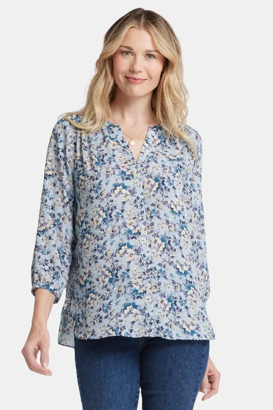 Pintuck Blouse - Alpine Valley