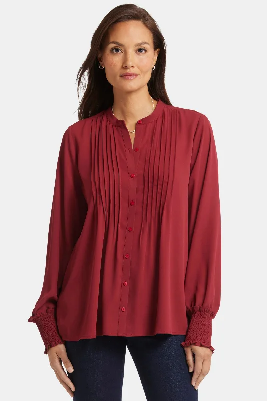 Pleated Peasant Blouse - Wild Currant