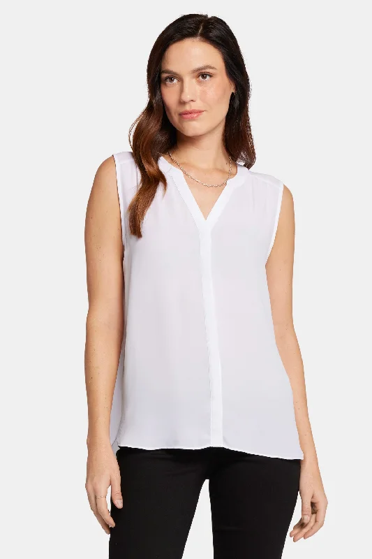 Sleeveless Pintuck Blouse - Optic White