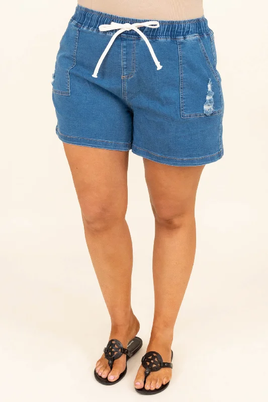 Heat Waves Shorts, Light Denim