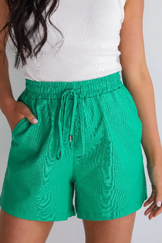 FINAL SALE - Seasonal Breeze Green Linen Shorts