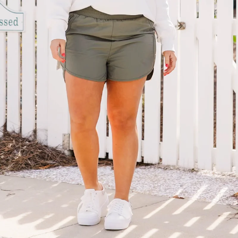 She's A Go-Getter Shorts, Light Olive