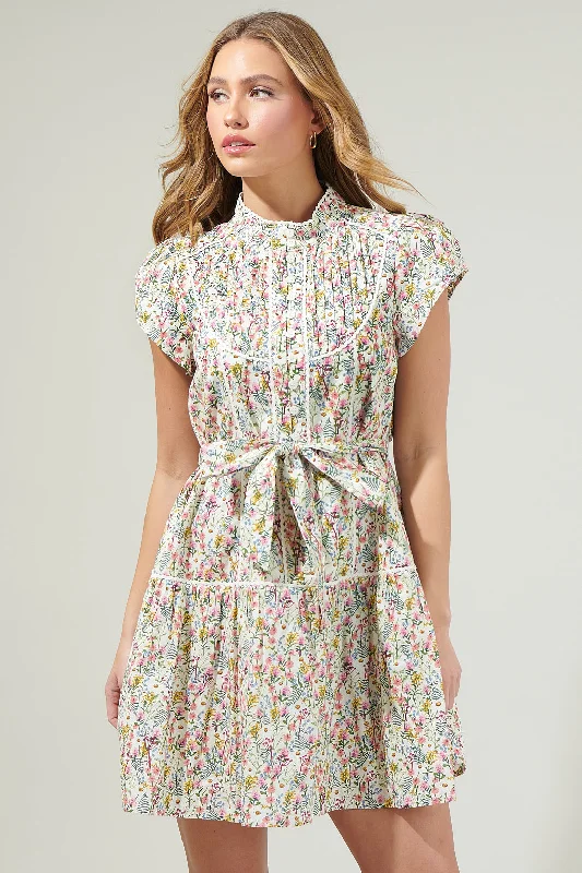 Arvine Floral Pleated Mini Dress