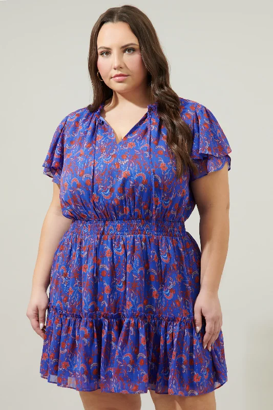 Harlann Floral Bumble Ruffle Mini Dress Curve