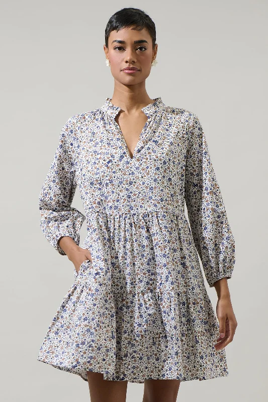 Heath Floral Long Sleeve Mini Shift Dress