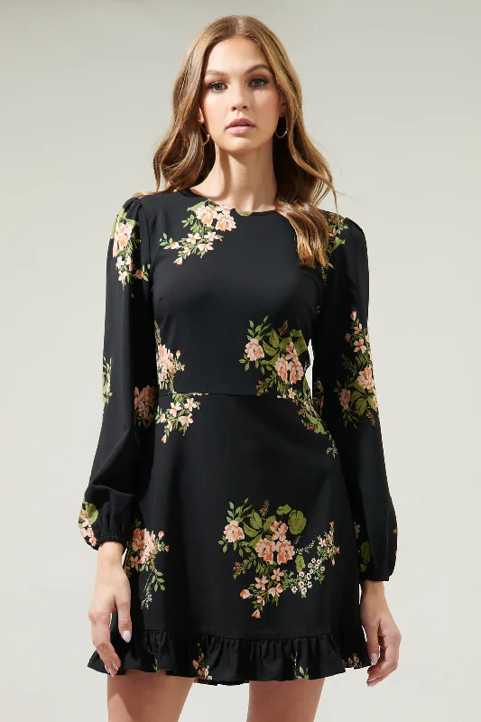 Jasleen Floral Long Sleeve Ruffle Mini Dress