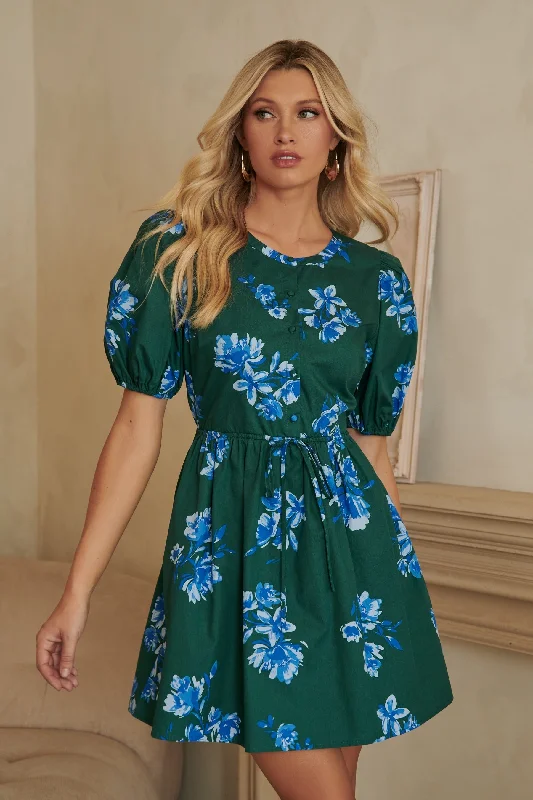 Spokane Floral Alba Puff Sleeve Mini Dress