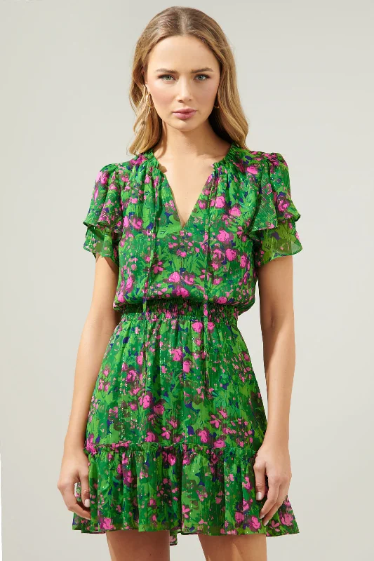 Sugarplum Floral Bumble Ruffle Mini Dress