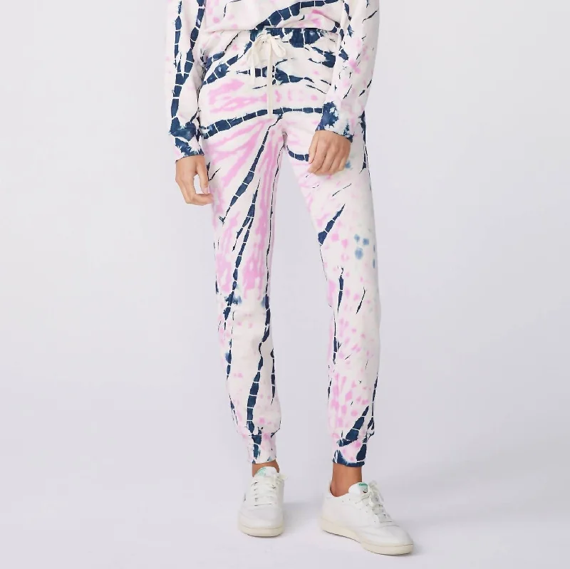 Bamboo Burst Tie Dye Sweatpant In Hot Pink