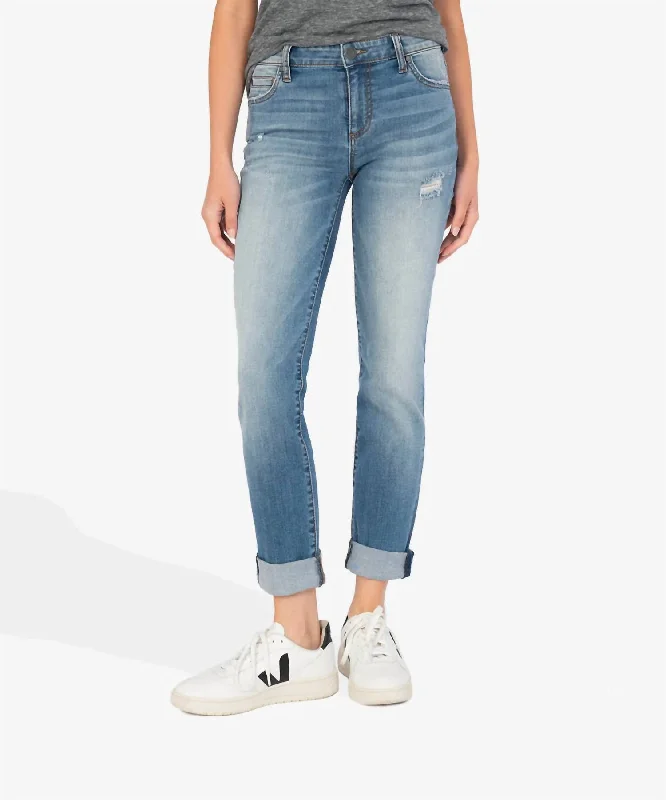 Catherine Mid Rise Boyfriend Jeans In Voice Wash