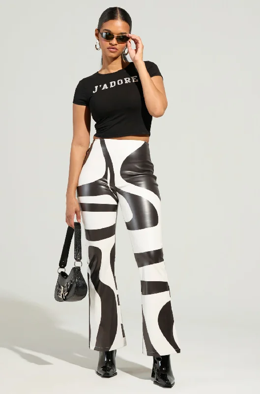 GROOVE ON FAUX LEATHER FLARE TROUSER