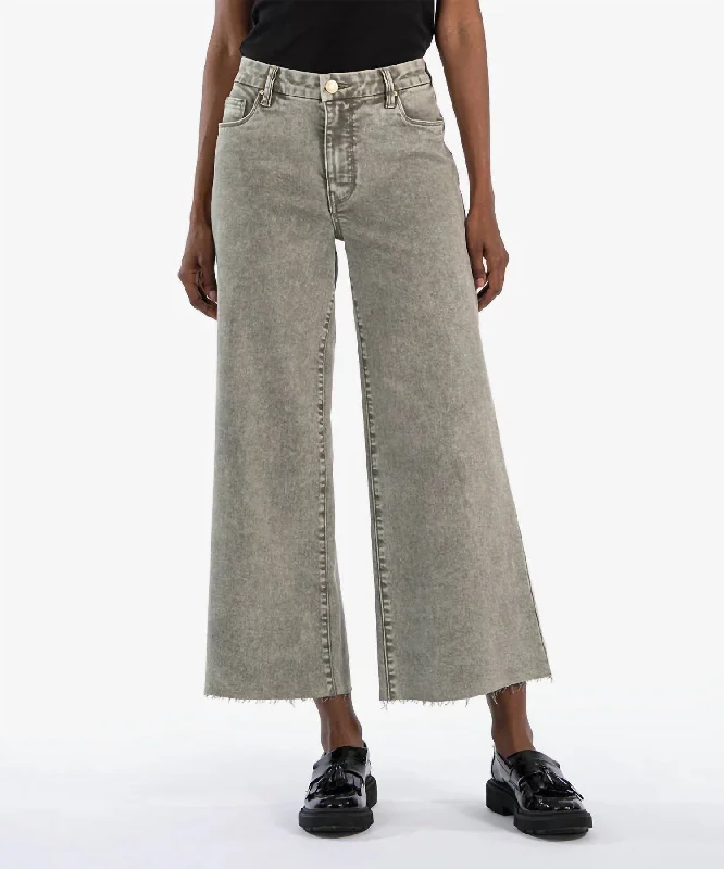 High Rise Meg Fab Wide Leg Jeans In Sage