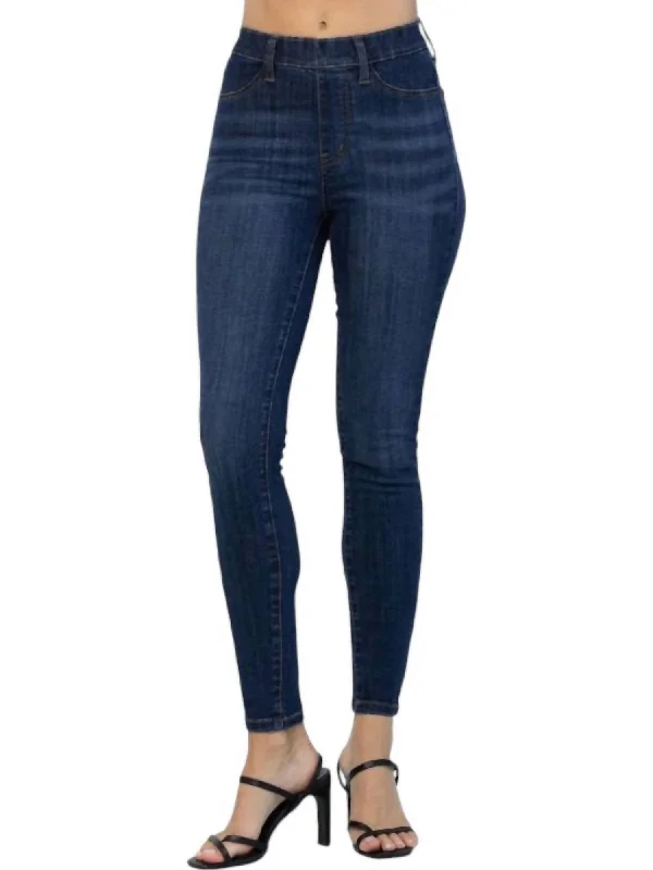 High Waist Patch Pocket Skinny Jeans In Blue