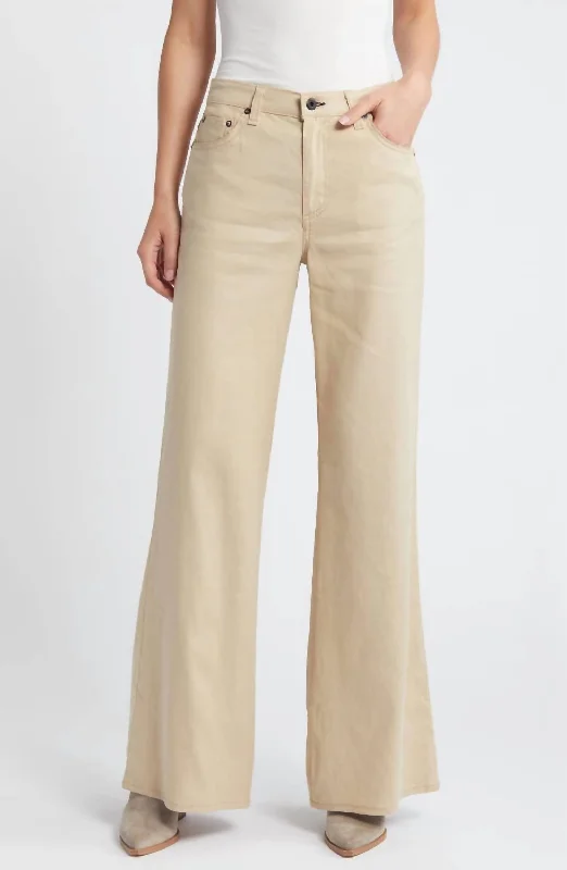 Juniper Linen Blend Wide Leg Pant In Khaki Linen