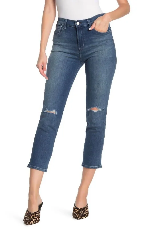 Ruby High Rise Crop Cigarette Jeans In Catch Destruct