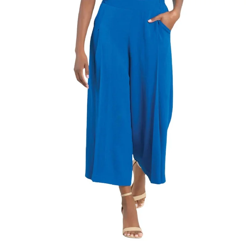 Side Pocket Culotte Pants In Cobalt