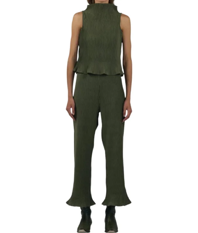 Simple Pleat Pants In Moss