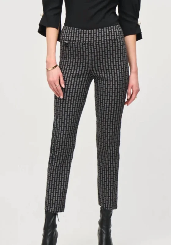 Skinny Print Pants In Black/grey