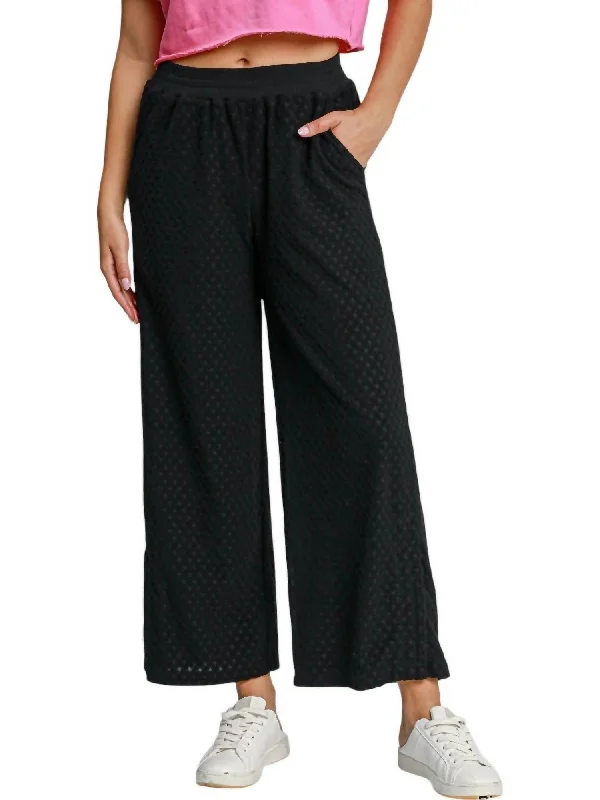 Textured Knit Pants In Black