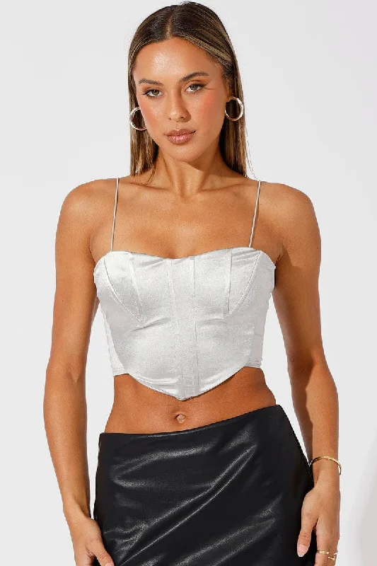 Metallic Corset Crop Top Straps